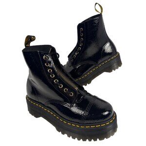 Dr. Martens Sinclair Black Patent Leather Crinkle Platform Boots Sz UK 7 US 9